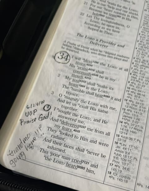 Open Bible with handwriting