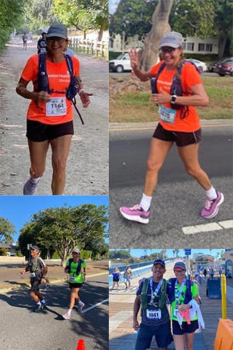Collage of woman running
