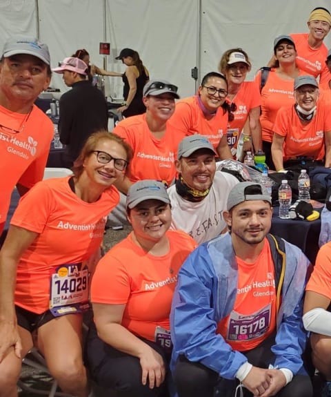 Running group photo