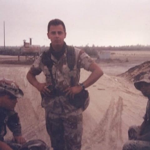 Service member in desert