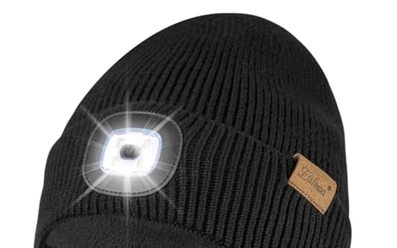 Etsfmoa Hat with Light for Men Women,Fleece Lined Beanie with Earflaps,Type c Rechargeable LED Caps (US, Alpha, One Size, Black)
