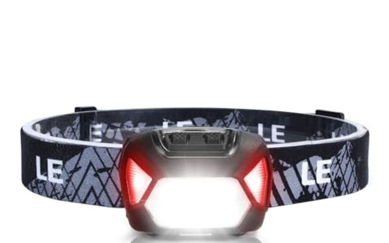 Lepro 320015 Battery Powered Headlamp - 1300Lux Super Bright LED Head Lamp with Red Light, IPX4 Waterproof Headlights for Outdoor Camping, Hiking, Hunting, Power Outages, Emergency, Hurricane