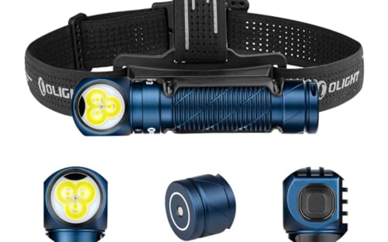 OLIGHT Perun 3 Rechargeable Headlamp Flashlight, 3000 Lumens LED Headlight with Red Light, Waterproof Head Lamp with Headband for Outdoor Camping, Hiking, Working (Midnight Blue)