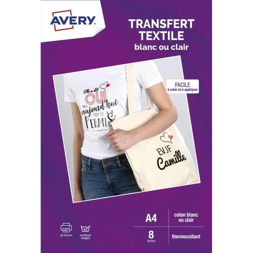 AVERY Boîte de 4 feuilles transferts pour tee-shirt Noir ou foncé photo du produit Principale L