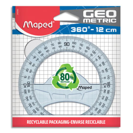 Equerre géométrique 45° 16 cm rapporteur en plastique