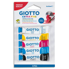 GIOTTO Blister de 5 tubes de gouache 10 ml, coloris assortis primaires photo du produit