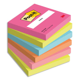 POST-IT® Notes Post-it Poptimistic. 76 x 76 mm. 6 blocs de 100 feuilles. Ass : rose, vert, bleu, orange. photo du produit