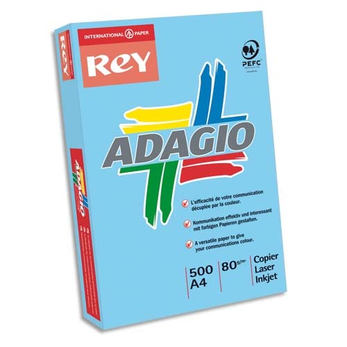 INAPA Ramette 500 feuilles papier couleur vive ADAGIO Bleu vif A4 80g photo du produit Principale L