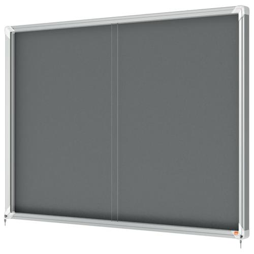 NOBO Vitrine d'affichage porte coulissante Premium Plus - feutre gris - 18 x A4 - 1915338 photo du produit