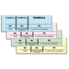 EXACOMPTA Bloc tombola 100 feuillets numérotés 4,8x15cm. 3 volets détachables. Coloris assortis photo du produit