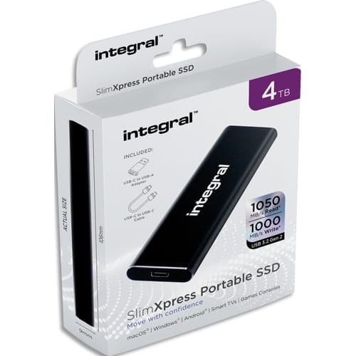 INTEGRAL Disque SSD portable externe Slim 4To - Lecture 1050/écriture 1000MBs photo du produit Principale L