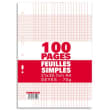 Sachet de 100 pages copies simples grand format A4 grands carreaux Seyès 70g perforées photo du produit