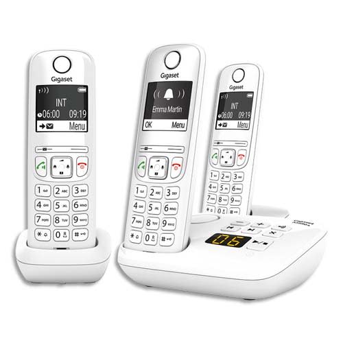 GIGASET Téléphone sans fil AS690A avec répondeur Trio Blanc AS690TRIOBLC photo du produit Principale L