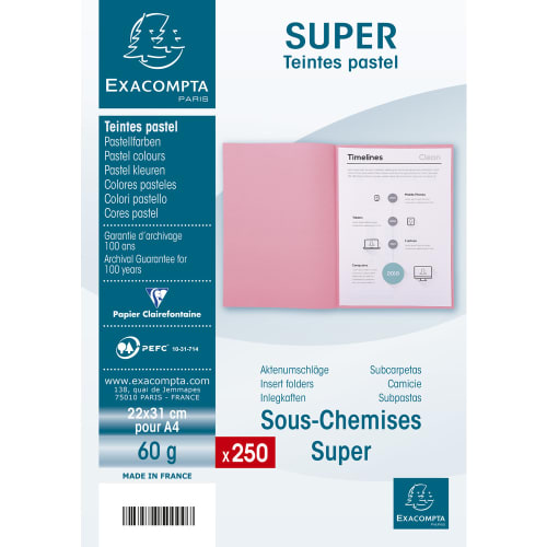 EXACOMPTA Paquet de 250 sous-chemises SUPER 60 en carte 60 grammes coloris Gris photo du produit Secondaire 3 L