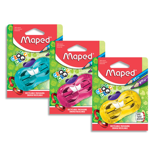 MAPED Blister taille-crayons CROC CROC TWIST, 2 usages. Design hamster.  Coloris assortis