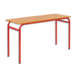 SODEMATUB Lot de 4 tables scolaire BIPLACE, hêtre, plateau 130 x 50 cm, hauteur 71 cm, taille 5, rouge photo du produit