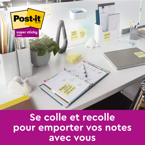 POST-IT Lot de 12 blocs notes Super Sticky Recyclées 76x76 mm. Jaune Pastel. photo du produit Secondaire 3 L