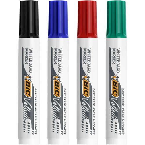 BIC Velleda Feutres pour Tableau Blanc Effaçables à Sec à Pointe Conique Moyenne - Couleurs Assorties x4 photo du produit Secondaire 1 L