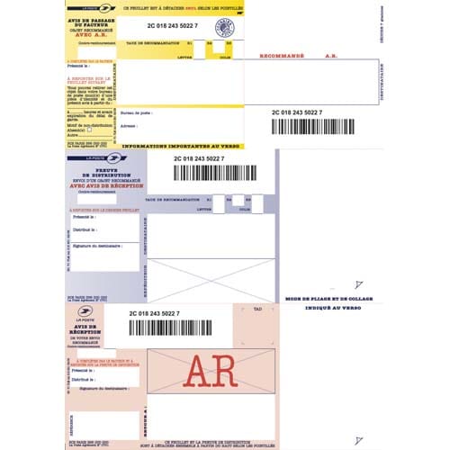 TECHMAY LOGETIQ Boîte de 1000 imprimés recommandés avec AR A4 IB1. Laser et Jet d'encre photo du produit Principale L