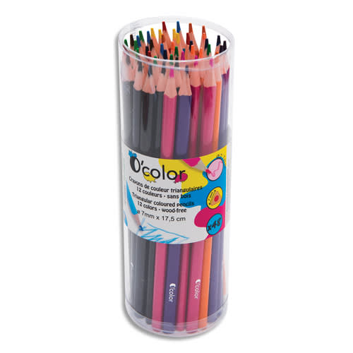 O'COLOR Pot de 48 crayons de couleur en résine triangulaire.Diamètre crayon 7mm, mine 2,7mm. Assortis photo du produit Principale L