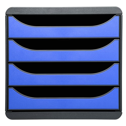 EXACOMPTA Module de classement Big Box 4 tiroirs Noir/Bleu glacé - Dim. 27,8 x 26,7 x 34,7 cm photo du produit Secondaire 1 L