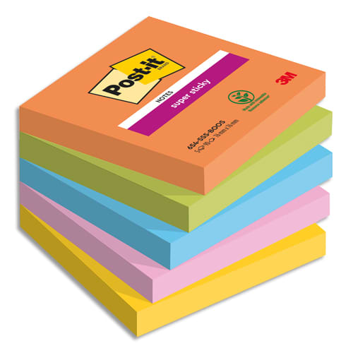 POST-IT® Notes Super Sticky Playful 76 x 127 mm. 6 blocs, 90F. Ass