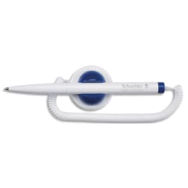 SCHNEIDER Stylo-bille Klick-Fix-Pen, pointe M, encre bleue, corps blanc, avec socle et chaînette photo du produit