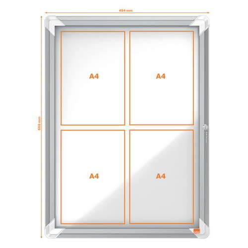 NOBO Vitrine d'affichage magnétique Premium Plus, fermeture à clé, capacité 4 feuilles, A4 photo du produit Secondaire 1 L