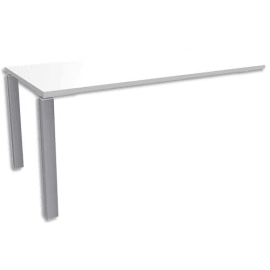 SIMMOB Bureau droit 2 pieds + raidisseur passe-câbles EXPRIM L160 x H72,5 x P80 cm Blanc perle aluminium photo du produit