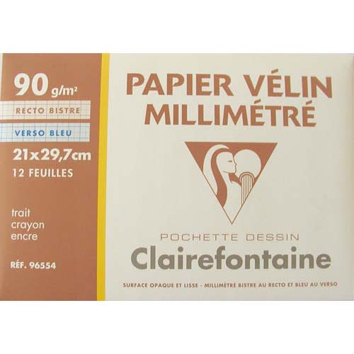 CLAIREFONTAINE Pochette de 12 feuilles 90g papier millimétré Ref-96554 photo du produit Principale L