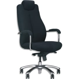 Fauteuil Enduro en tissu Noir, à mécanisme basculant, piètement chromés, accoudoirs fixes fournis photo du produit