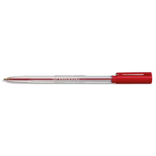 PERGAMY Stylo à bille pointe moyenne encre Rouge corps plastique cristal avec capuchon photo du produit Principale L