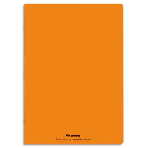 CONQUERANT C9 Cahier piqûre 24x32cm 96 pages 90g grands carreaux Seyès. Couverture polypropylène Orange photo du produit Principale L