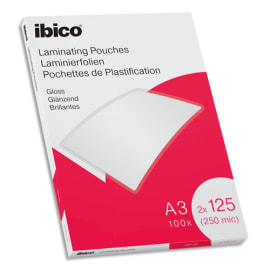 IBICO Pack de 100 pochettes de plastification brillantes A3, 125 microns 627321 photo du produit