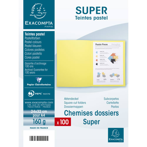 EXACOMPTA Paquet de 100 chemises SUPER 180 en carte 160 grammes coloris Vert clair photo du produit Secondaire 3 L