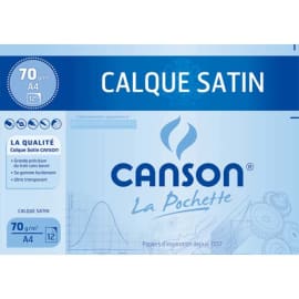 CANSON Pochette de 12 feuilles papier calque satin 90g 24x32cm Ref 2772 photo du produit