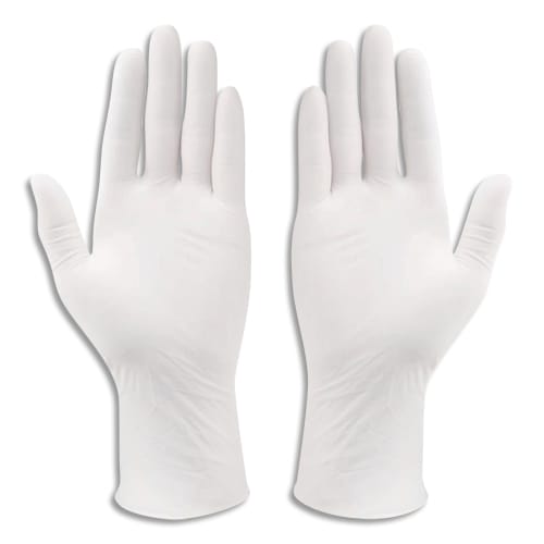 Gants en latex non poudrés non stériles, ambidextres. Bout du doigt texturé. Couleur Blanc. Taille S photo du produit Principale L