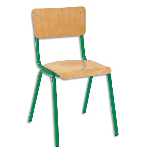 SODEMATUB Lot de 4 chaises scolaire MAXIM, hêtre, assise 37 x 39 cm, haut.assise 35 cm, taille 3, vert photo du produit Principale L