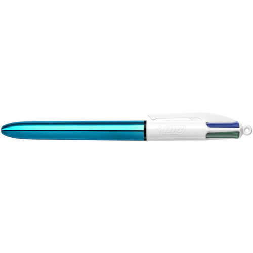 BIC Stylo bille 4 couleurs rétractables Shine. Pointe Moyenne (1,0 mm) - Corps Métallisé Bleu photo du produit Secondaire 1 L