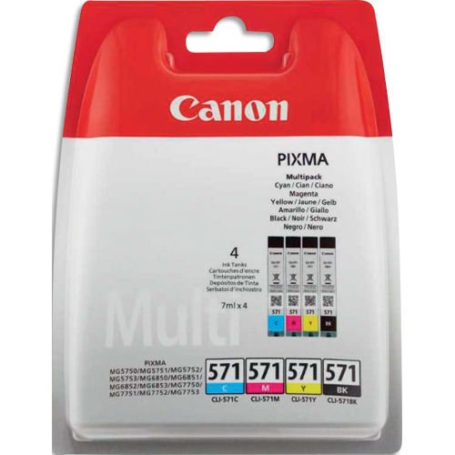 CANON Pack Jet d'encre CLI-571 Cyan/Magenta/Jaune/Noir 0386C005AA photo du produit Principale L