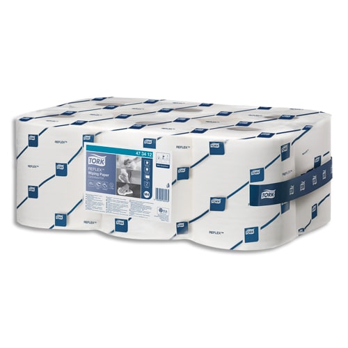 TORK Lot de 6 Bobines Maxi Reflex papier d'essuyage à dévidage central feuille à feuille 114m 1 pli Blanc photo du produit Principale L