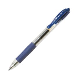 PILOT Stylo à bille pointe fine rétractable encre gel Bleue corps plastique avec grip caoutchouc G2 photo du produit