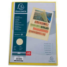 EXACOMPTA Sachet 10 pochettes coins polypropylène grainé 12/100e. Coloris Jaune photo du produit