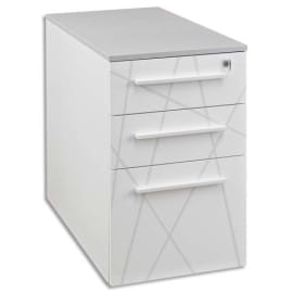 GAUTIER OFFICE Caisson hauteur bureau Sunday Blanc Graphic 3 tiroirs dont 1DS - Dim. : L42 x H71 x P80 cm photo du produit