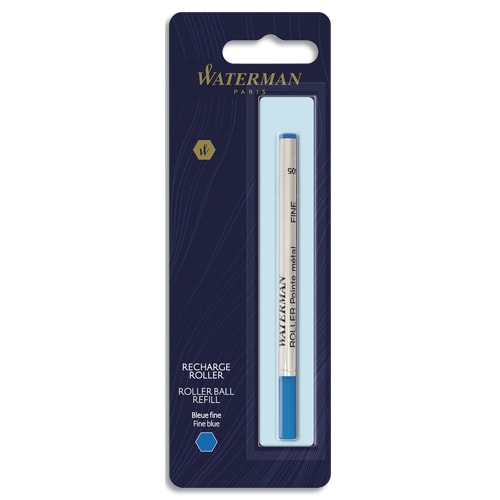 WATERMAN Recharge pour roller pointe fine encre Bleue. En blister. photo du produit Principale L