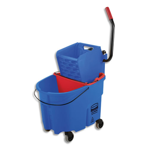 RUBBERMAID Seau Lavage à plat Combo WaveBrake + seau 33 /17L + Presse latérale polypropylène Bleu rouge photo du produit Principale L