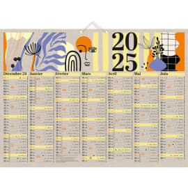 QUO VADIS Calendrier Janvier à Décembre 2024 avec vacances scolaires en  haut, format 67,5 x 43 cm Bleu