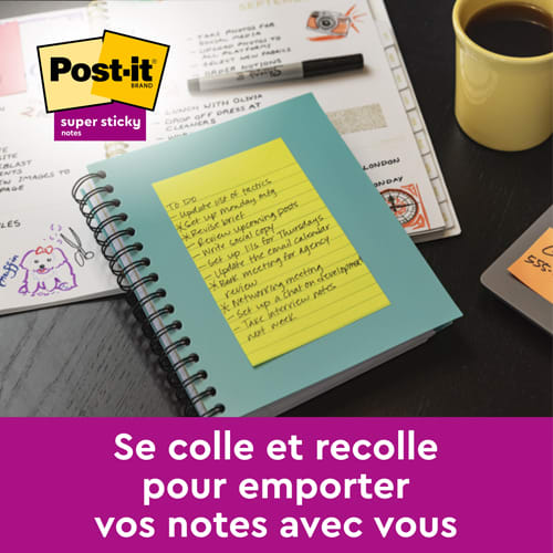 POST-IT Bloc repositionnable de 100 feuilles 102 x 152 mm Jaune uni photo du produit Secondaire 1 L