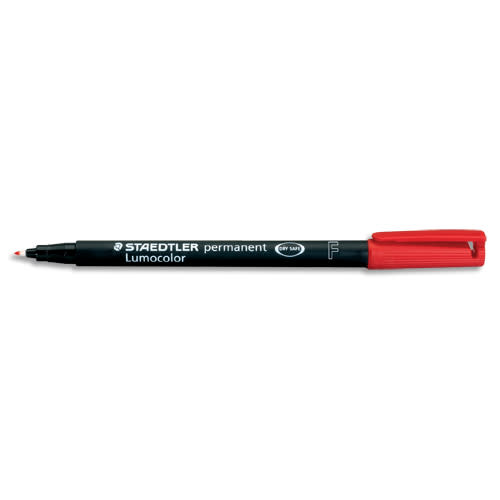 STAEDTLER Feutre multi-usages pour support lisse LUMOCOLOR Encre rouge permanente Pointe fine de 0,6mm photo du produit Principale L