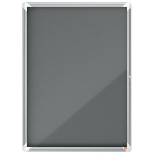 NOBO Vitrine d'affichage porte battante Premium Plus - feutre gris - 9 x A4 - 1915330 photo du produit